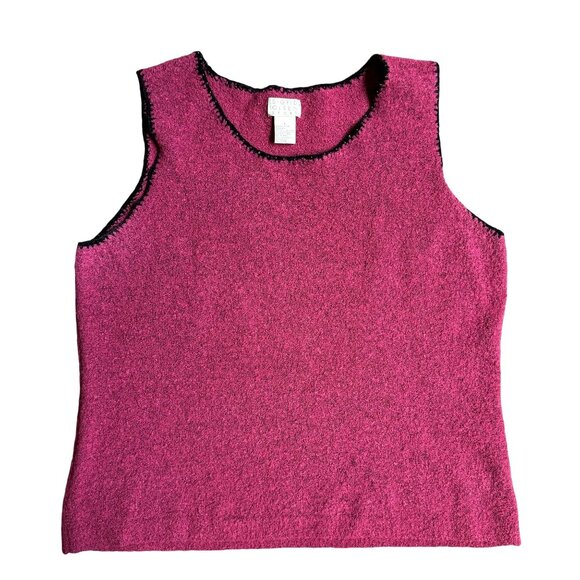 2/$18 SALE! Vtg Sigrid Olsen Sport Tank Top Womens Sleeveless Knit L Pink Beaded - Picture 1 of 8